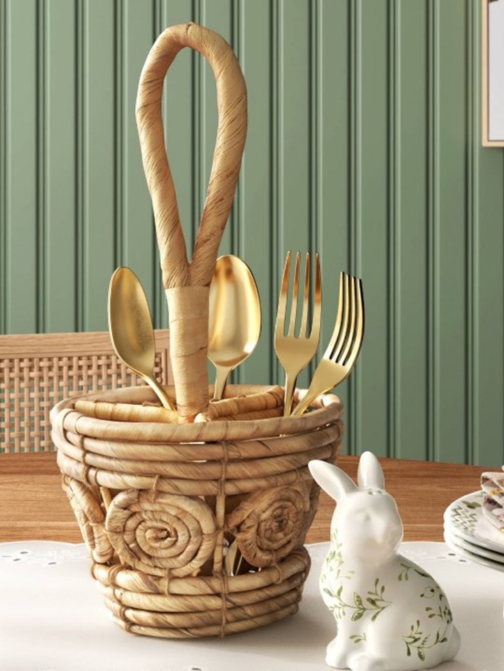 NEW Threshold Water Hyacinth Woven Utensil Caddy